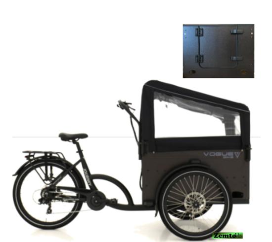 Elektro Transportfahrrad / Bakfiets Zemto Jonny 7 Gang mit Türchen, Schwarz